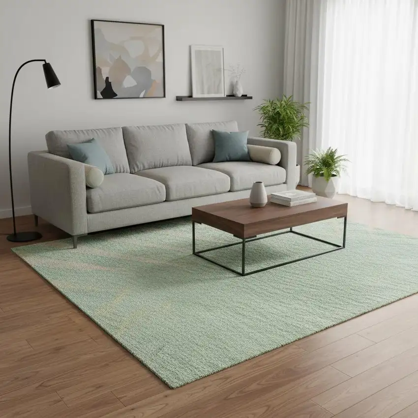 Artichoke Green Beige And Brown Striped Washable Area Rug With UV Protection Photo 2