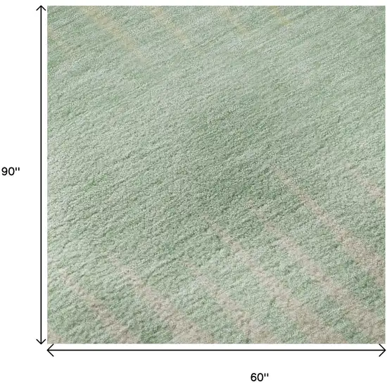 Artichoke Green Beige And Brown Striped Washable Area Rug With UV Protection Photo 9