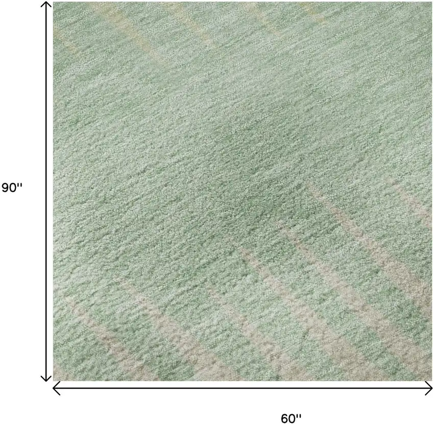 Artichoke Green Beige And Brown Striped Washable Area Rug With UV Protection Photo 9