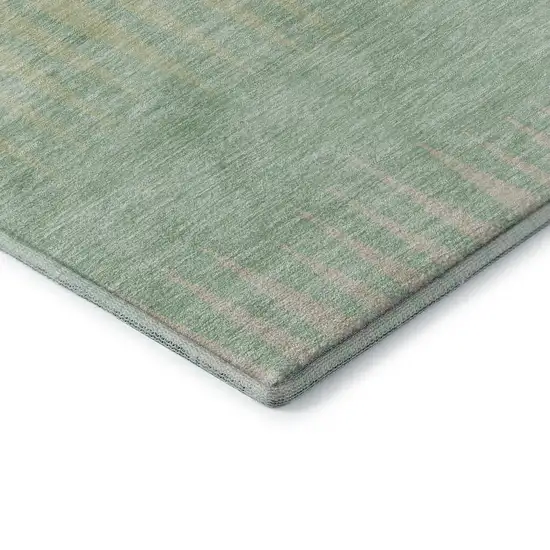 Artichoke Green Beige And Brown Striped Washable Area Rug With UV Protection Photo 7