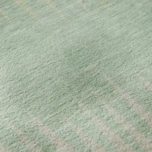 Photo of Artichoke Green Beige And Brown Striped Washable Area Rug With UV Protection