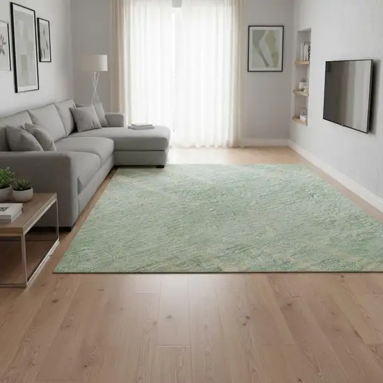 Artichoke Green Beige And Brown Striped Washable Area Rug With UV Protection Photo 2