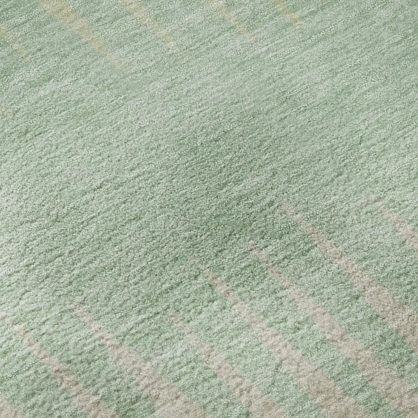 Artichoke Green Beige And Brown Striped Washable Area Rug With UV Protection Photo 1