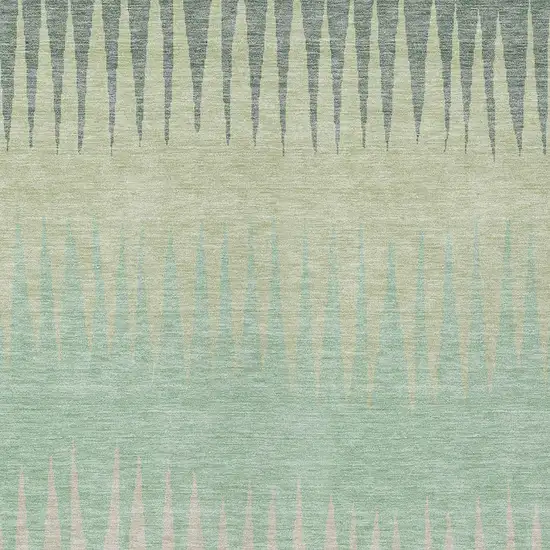 Artichoke Green Beige And Brown Striped Washable Indoor Outdoor Area Rug Photo 6