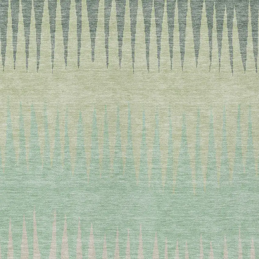 Artichoke Green Beige And Brown Striped Washable Indoor Outdoor Area Rug Photo 6