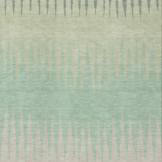Artichoke Green Beige And Brown Striped Washable Indoor Outdoor Area Rug Photo 6