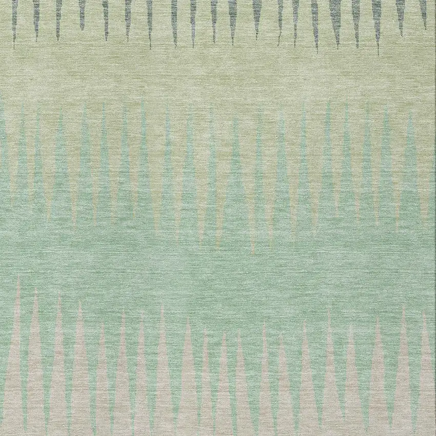 Artichoke Green Beige And Brown Striped Washable Indoor Outdoor Area Rug Photo 6