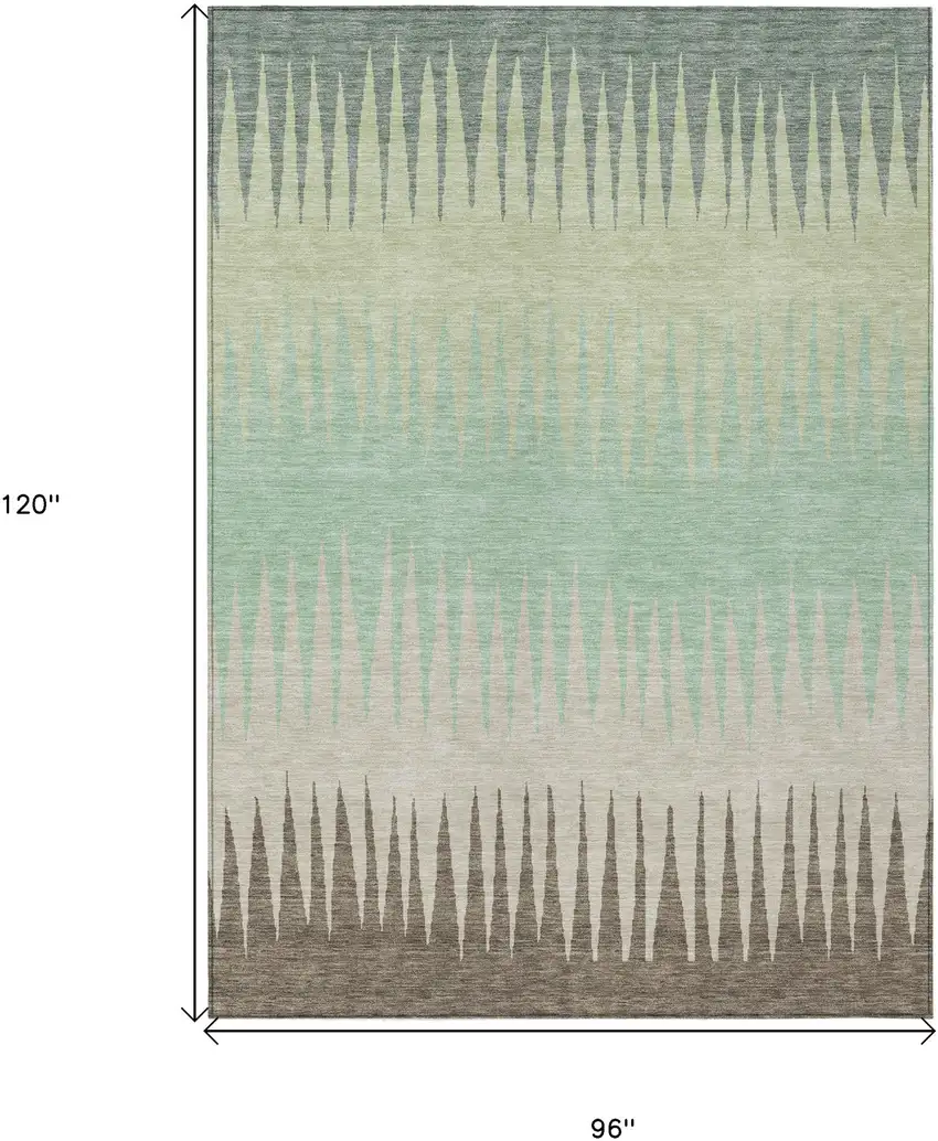 Artichoke Green Beige And Brown Striped Washable Indoor Outdoor Area Rug Photo 3