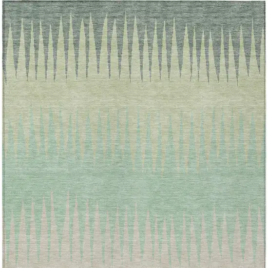 Artichoke Green Beige And Brown Striped Washable Indoor Outdoor Area Rug Photo 6