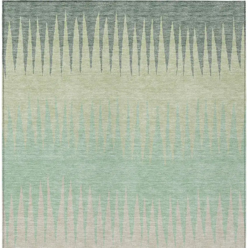 Artichoke Green Beige And Brown Striped Washable Indoor Outdoor Area Rug Photo 6