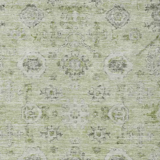 Artichoke Green Beige And Gray Damask Washable Indoor Outdoor Area Rug Photo 5