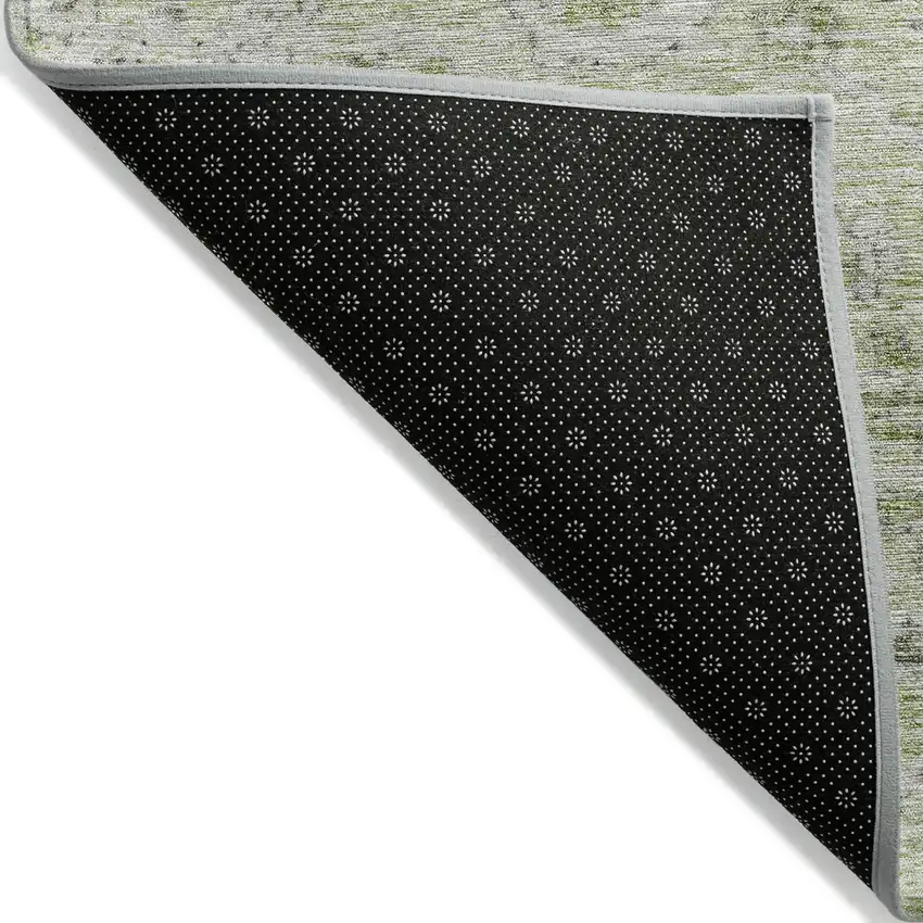 Artichoke Green Beige And Gray Damask Washable Indoor Outdoor Area Rug Photo 3