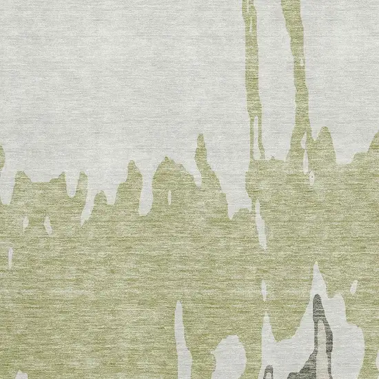 Artichoke Green Beige And Ivory Abstract Washable Area Rug With UV Protection Photo 2