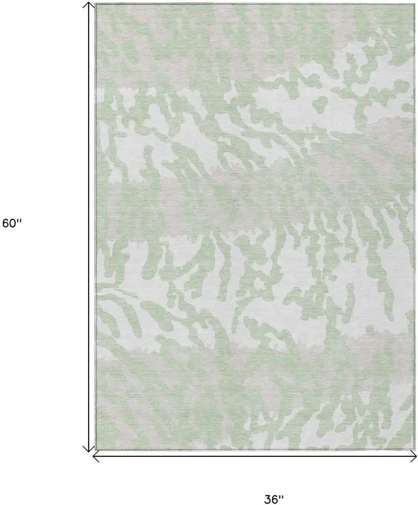 Artichoke Green Beige And Ivory Animal Print Washable Indoor Outdoor Area Rug Photo 3
