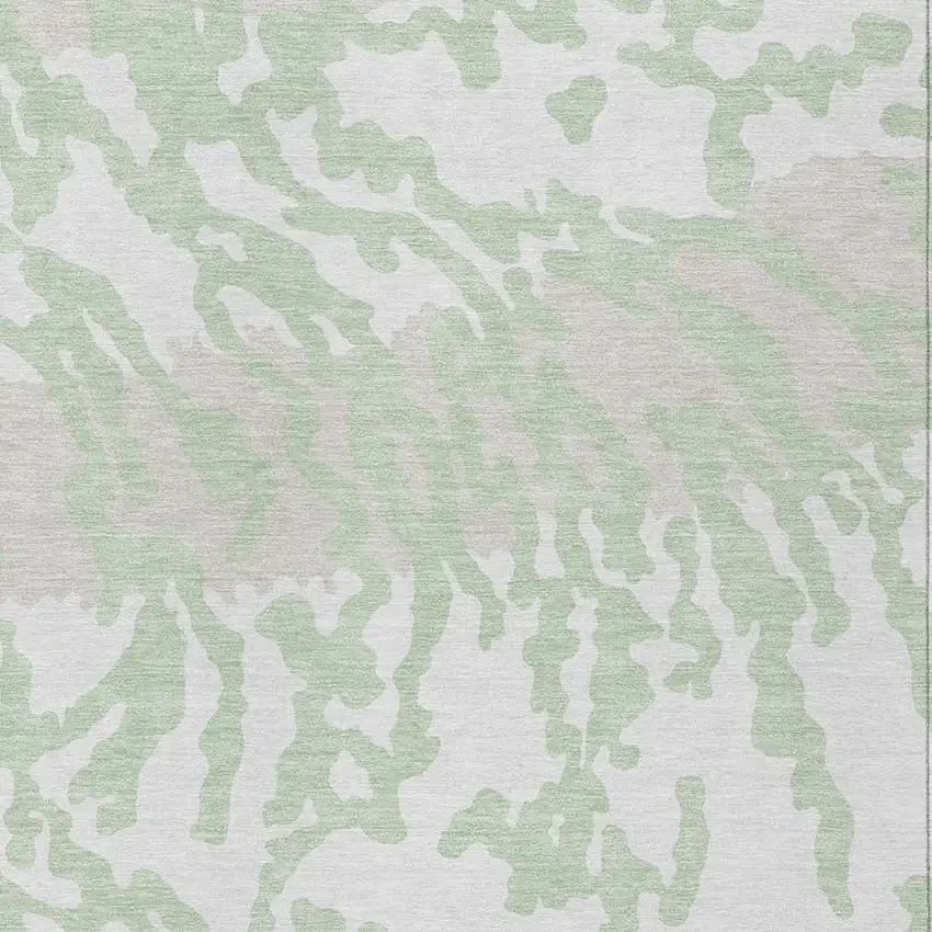 Artichoke Green Beige And Ivory Animal Print Washable Indoor Outdoor Area Rug Photo 6