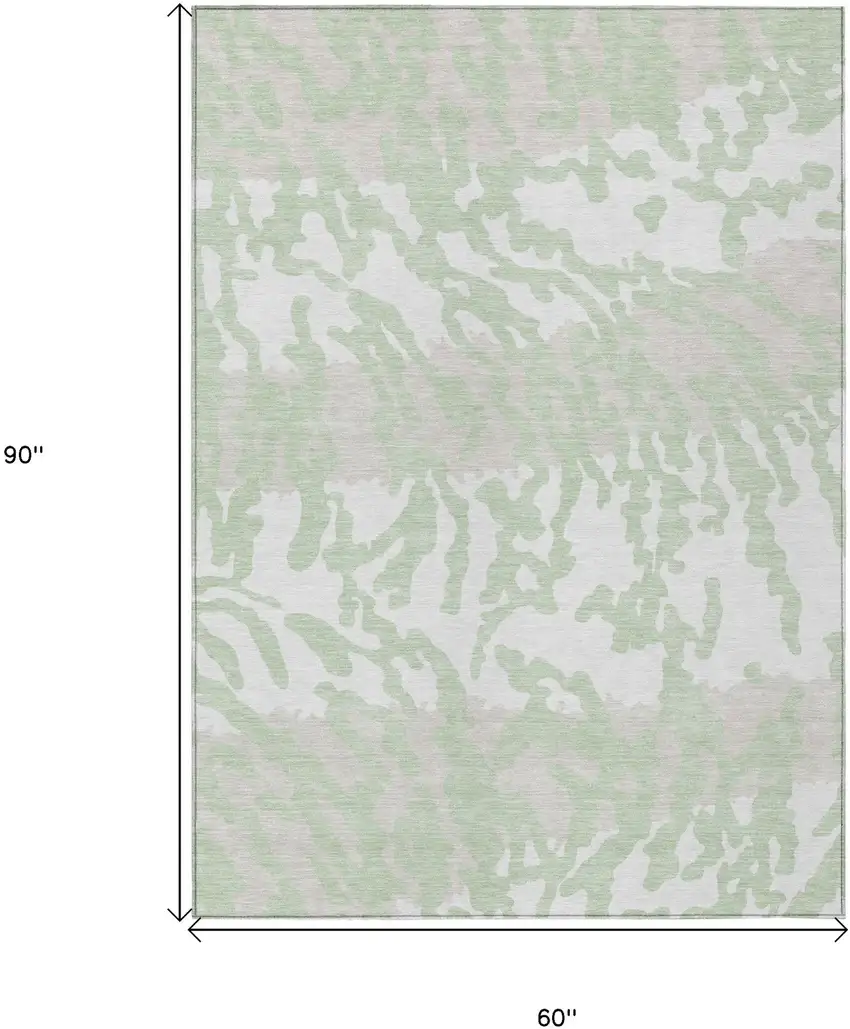 Artichoke Green Beige And Ivory Animal Print Washable Indoor Outdoor Area Rug Photo 3