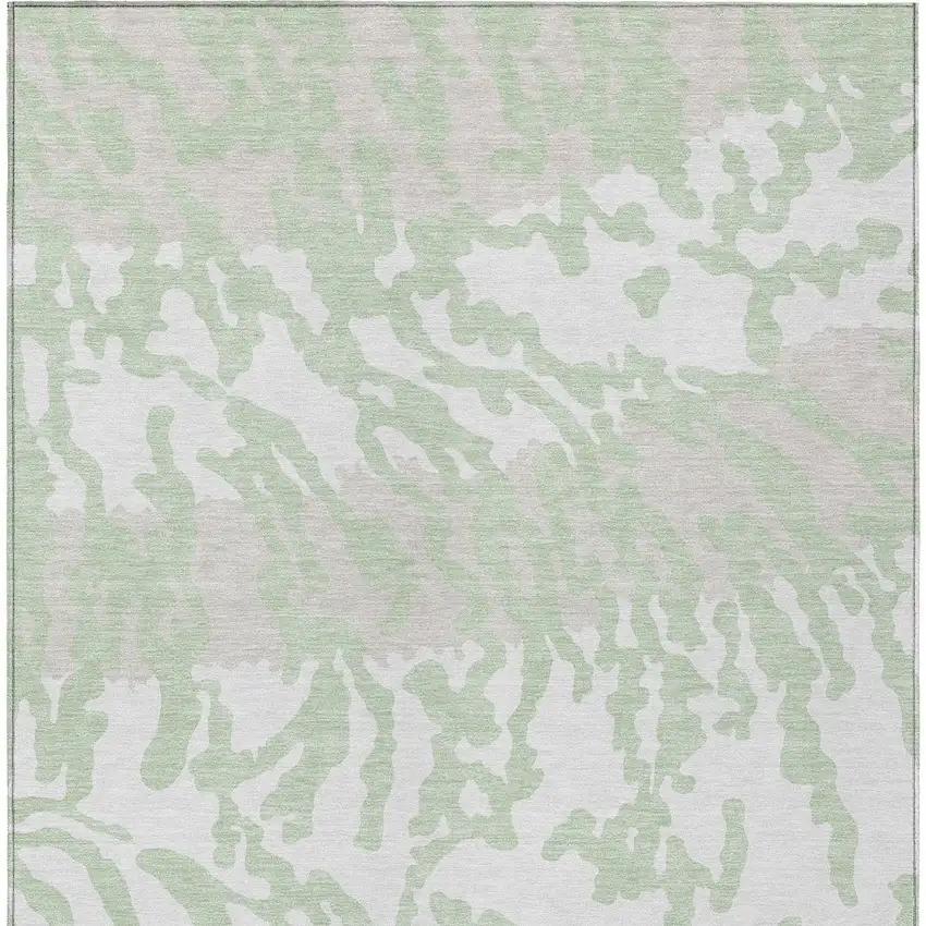 Artichoke Green Beige And Ivory Animal Print Washable Indoor Outdoor Area Rug Photo 7