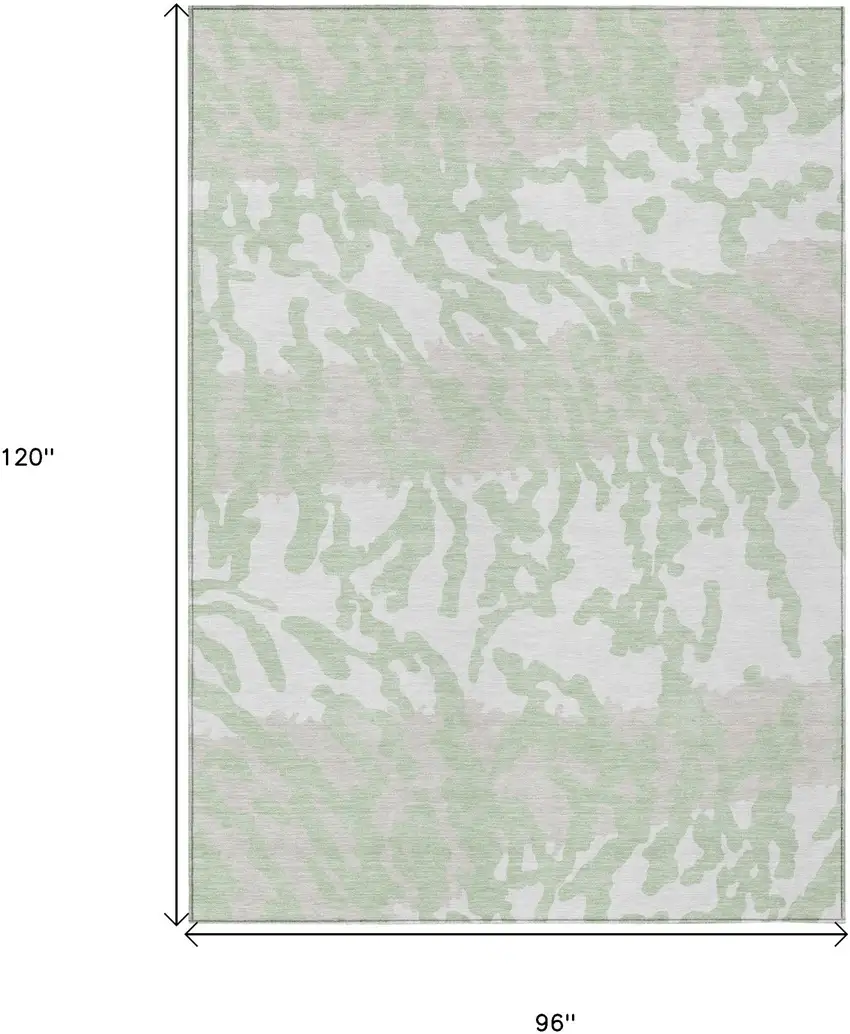 Artichoke Green Beige And Ivory Animal Print Washable Indoor Outdoor Area Rug Photo 3