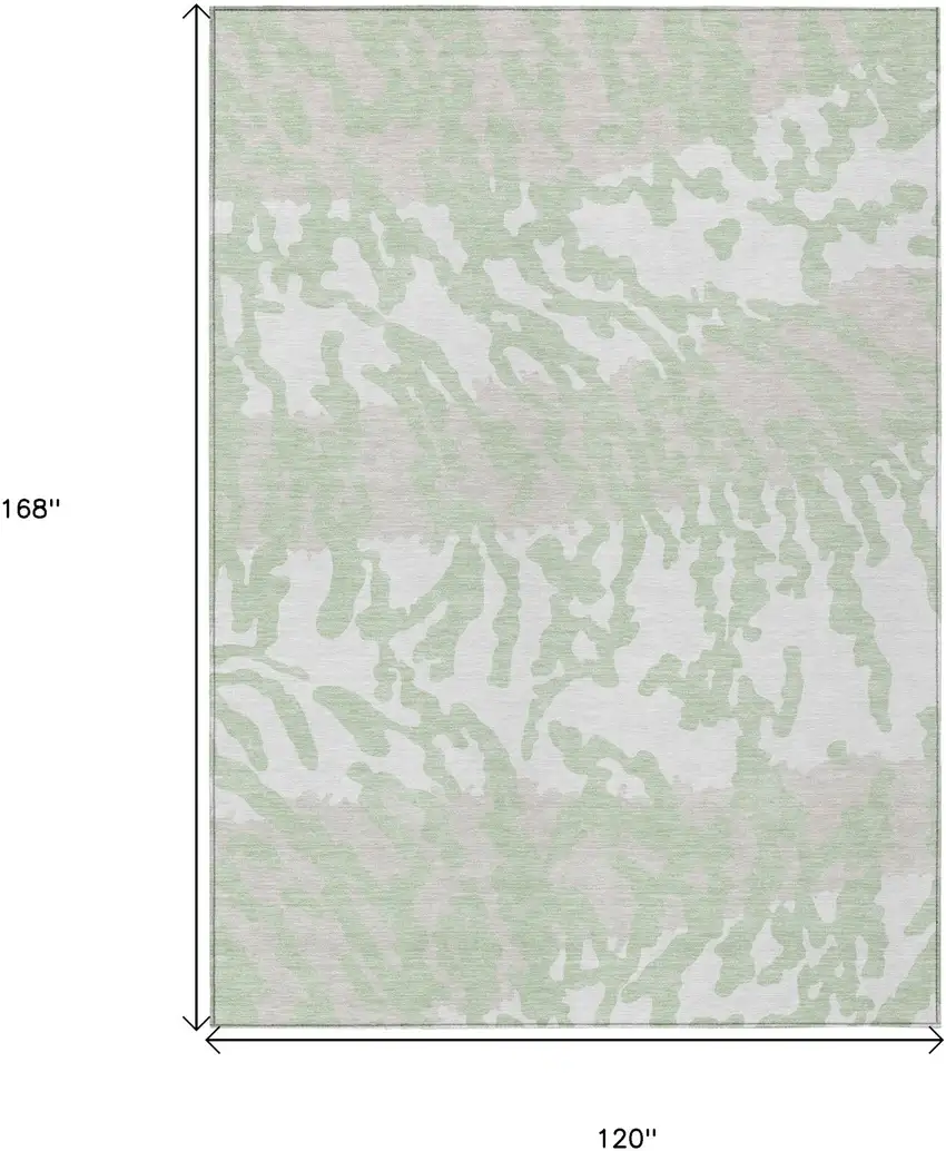Artichoke Green Beige And Ivory Animal Print Washable Indoor Outdoor Area Rug Photo 3
