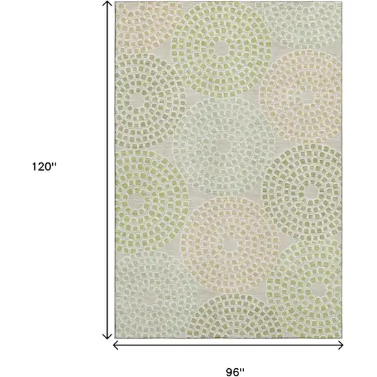 Artichoke Green Beige And Ivory Geometric Washable Area Rug With UV Protection Photo 7