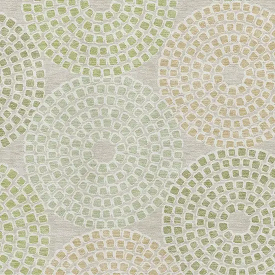 Artichoke Green Beige And Ivory Geometric Washable Area Rug With UV Protection Photo 3