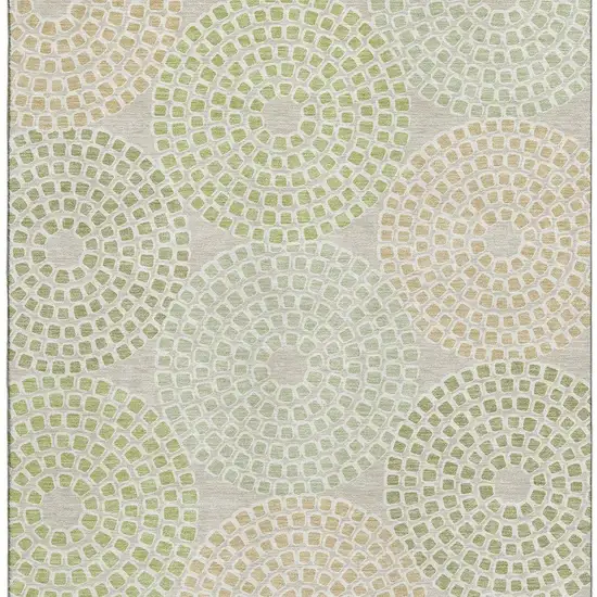 Artichoke Green Beige And Ivory Geometric Washable Area Rug With UV Protection Photo 4