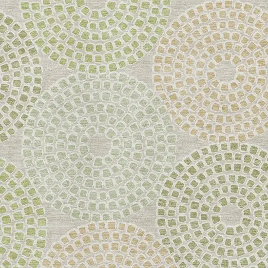 Artichoke Green Beige And Ivory Geometric Washable Area Rug With UV Protection Photo 3