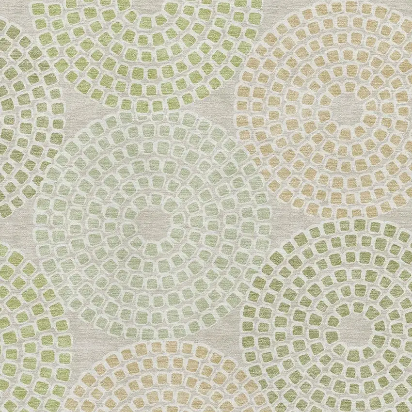 Artichoke Green Beige And Ivory Geometric Washable Area Rug With UV Protection Photo 3