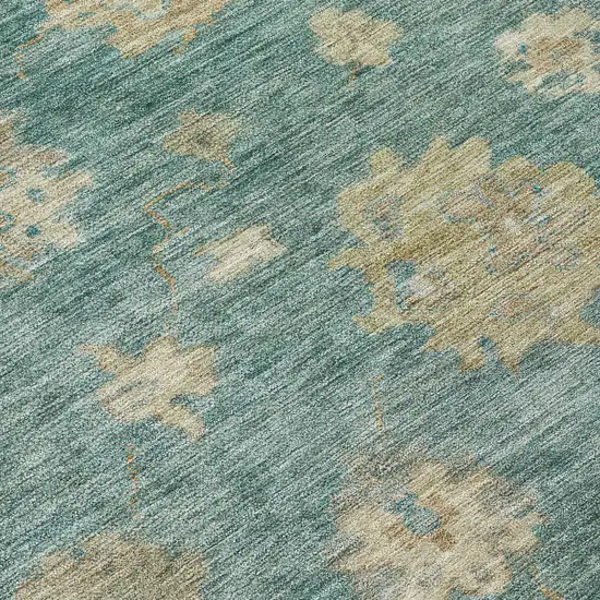 Artichoke Green Beige And Tan Floral Washable Indoor Outdoor Area Rug Photo 7