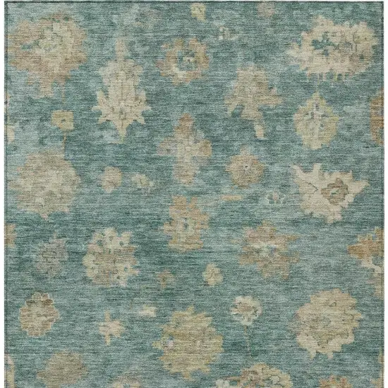 Artichoke Green Beige And Tan Floral Washable Indoor Outdoor Area Rug Photo 4