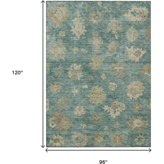 Artichoke Green Beige And Tan Floral Washable Indoor Outdoor Area Rug Photo 3