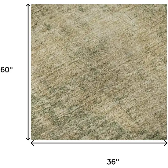 Artichoke Green Beige And Tan Medallion Washable Area Rug With UV Protection Photo 8