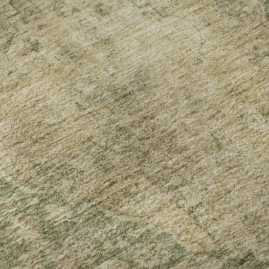 Artichoke Green Beige And Tan Medallion Washable Area Rug With UV Protection Photo 1