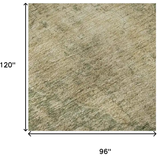 Artichoke Green Beige And Tan Medallion Washable Area Rug With UV Protection Photo 8