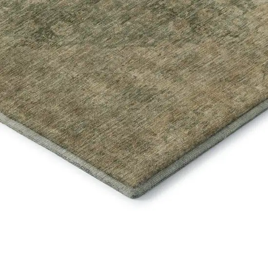 Artichoke Green Beige And Tan Medallion Washable Area Rug With UV Protection Photo 6