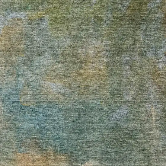 Artichoke Green Beige And Teal Abstract Washable Area Rug With UV Protection Photo 3