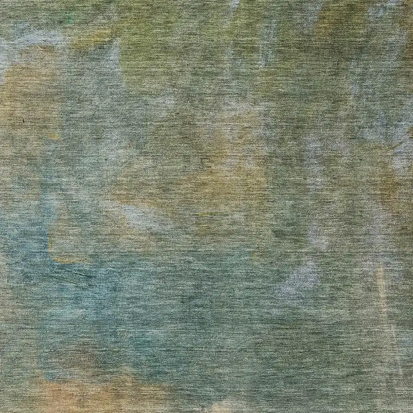 Artichoke Green Beige And Teal Abstract Washable Area Rug With UV Protection Photo 3