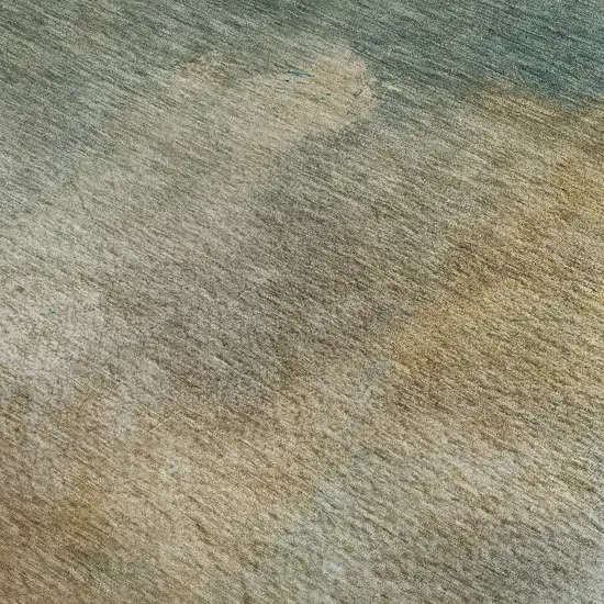 Artichoke Green Beige And Teal Abstract Washable Area Rug With UV Protection Photo 2