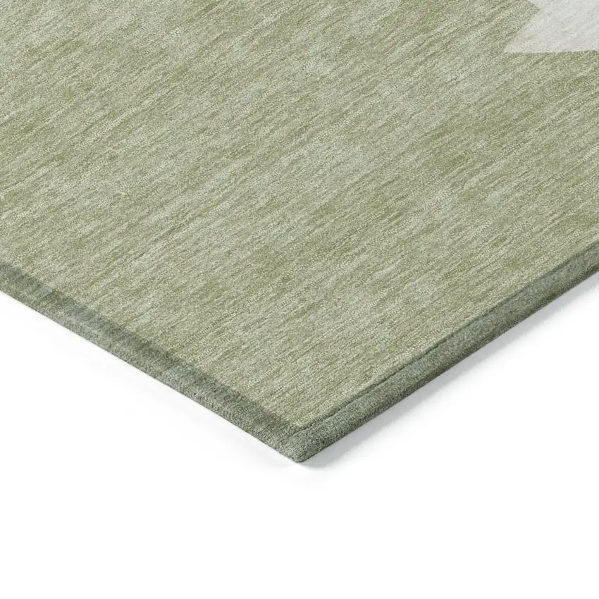 Artichoke Green Beige Ivory And Taupe Geometric Washable Indoor Outdoor Area Rug Photo 9