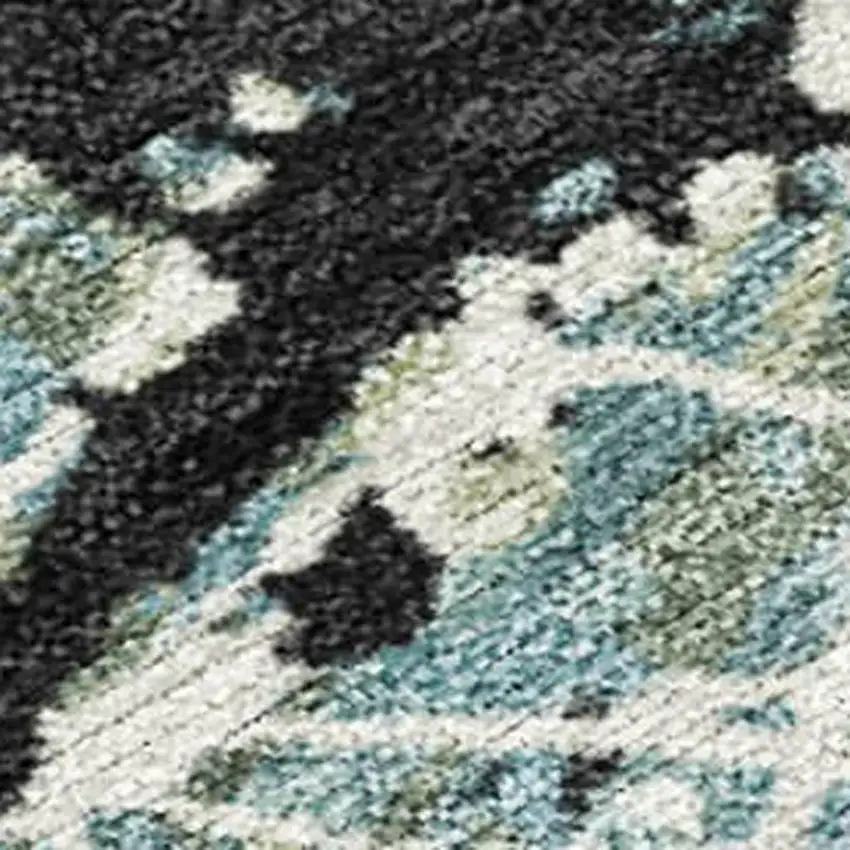 Artichoke Green Black And Ivory Abstract Washable Indoor Outdoor Area Rug Photo 2