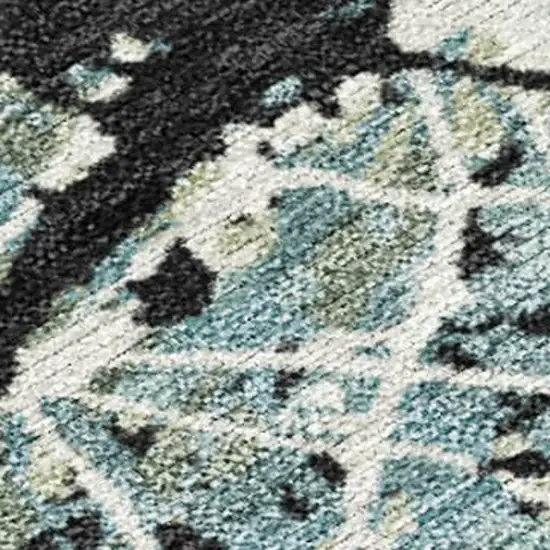 Artichoke Green Black And Ivory Abstract Washable Indoor Outdoor Area Rug Photo 3