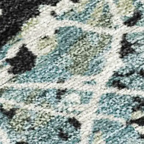 Artichoke Green Black And Ivory Abstract Washable Indoor Outdoor Area Rug Photo 2