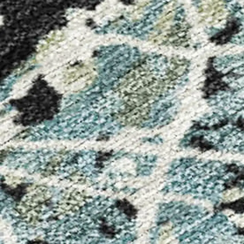 Artichoke Green Black And Ivory Abstract Washable Indoor Outdoor Area Rug Photo 2