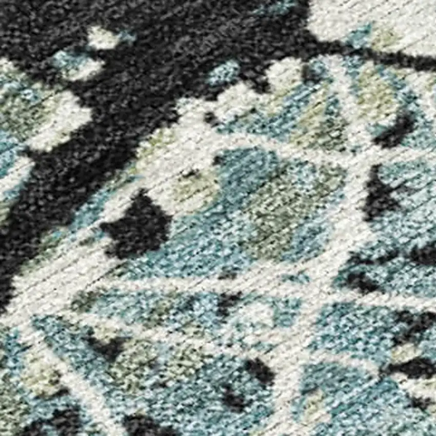 Artichoke Green Black And Ivory Abstract Washable Indoor Outdoor Area Rug Photo 2