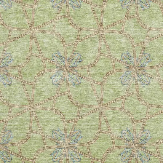Artichoke Green Blue And Beige Geometric Washable Area Rug With UV Protection Photo 2
