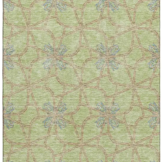Artichoke Green Blue And Beige Geometric Washable Area Rug With UV Protection Photo 3