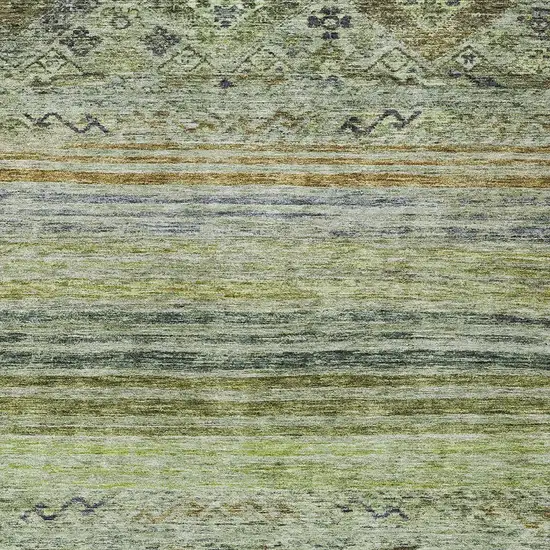 Artichoke Green Blue And Black Floral Washable Indoor Outdoor Area Rug Photo 6