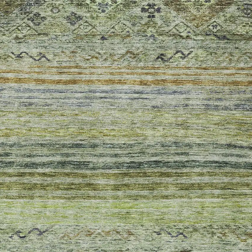 Artichoke Green Blue And Black Floral Washable Indoor Outdoor Area Rug Photo 6