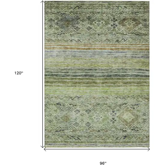 Artichoke Green Blue And Black Floral Washable Indoor Outdoor Area Rug Photo 3