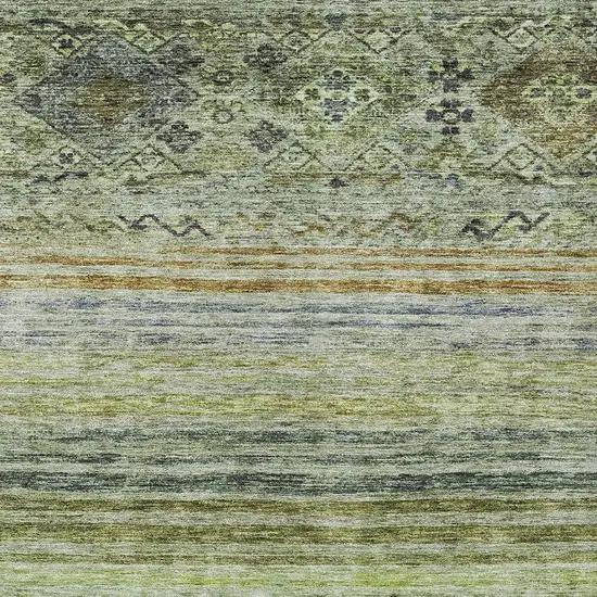 Artichoke Green Blue And Black Floral Washable Indoor Outdoor Area Rug Photo 6